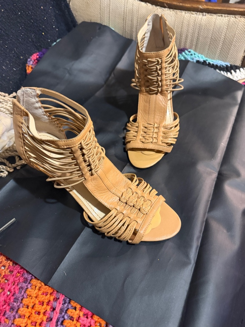 Women's Tan Strappy High-Heel Sandal